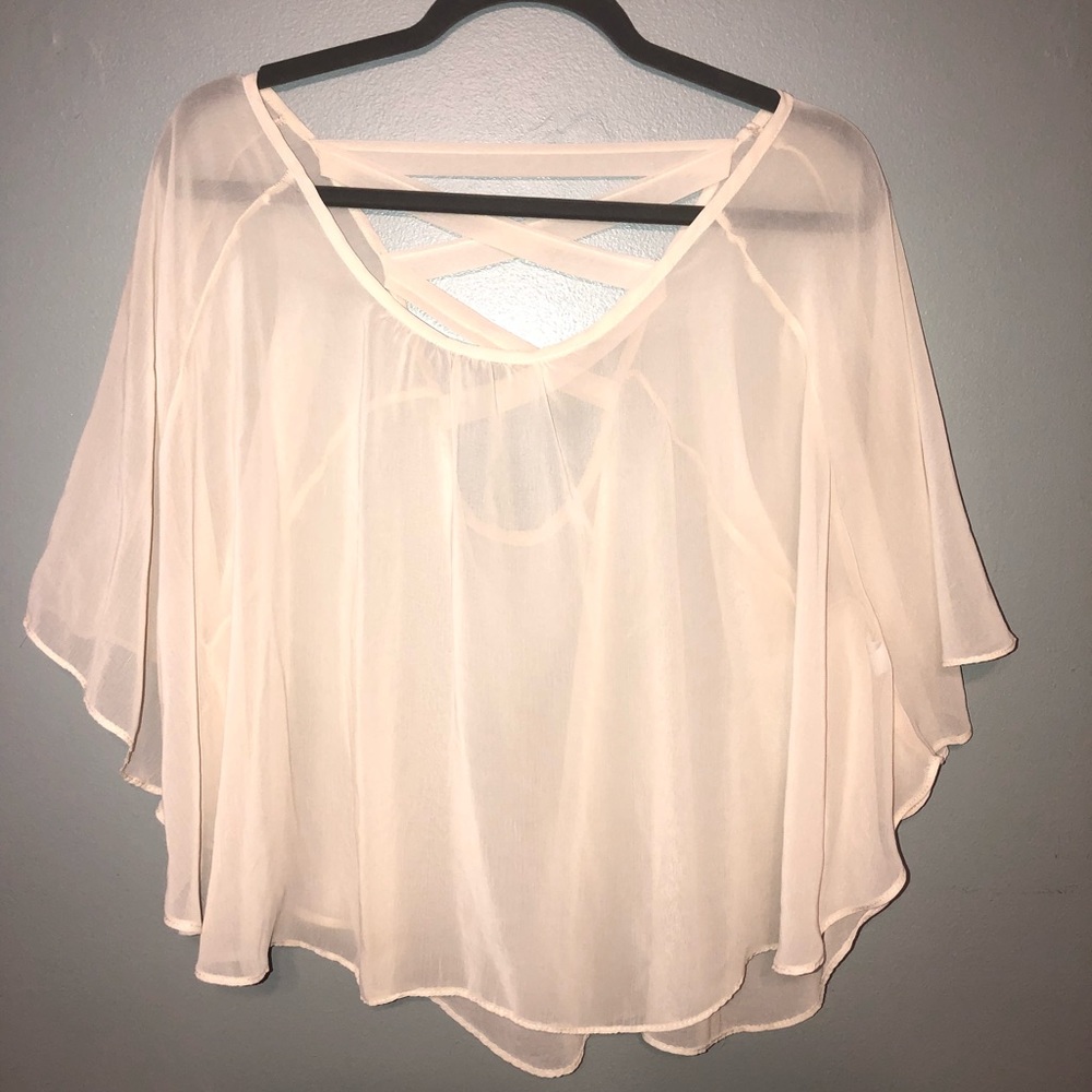 Sheer, cream cropped blouse